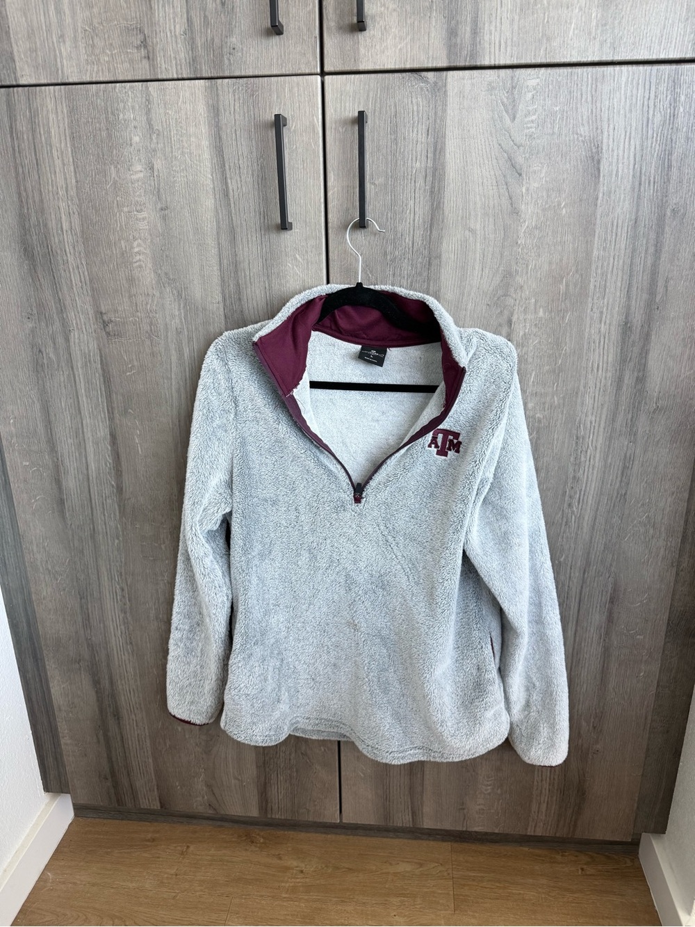 Texas A&M Plush Quarter-Zip Pullover - Gray & Maroon